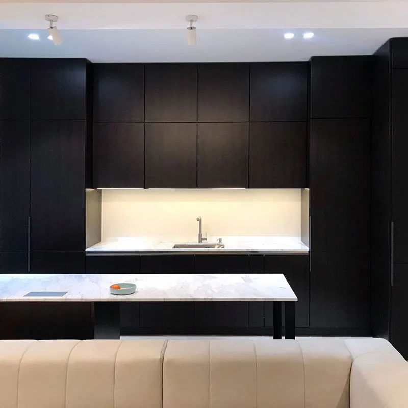 Mobilă bucătărie la comandă Minimalist, MDF furniruit mat, București